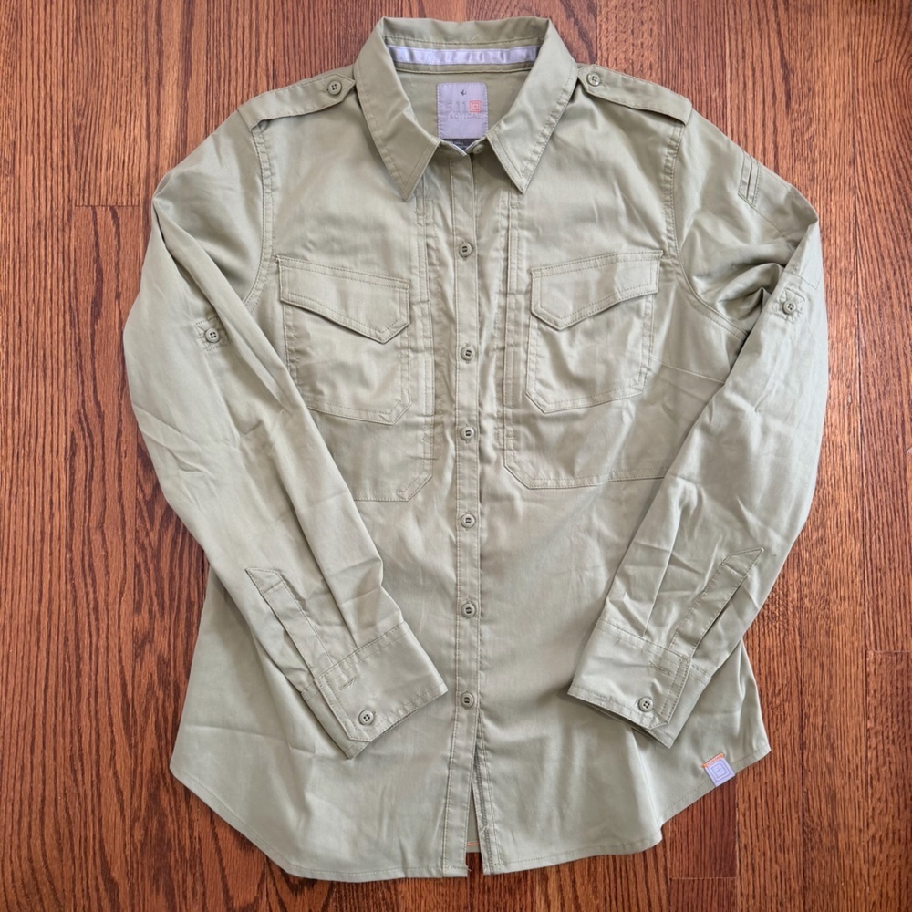 5.11 Tactical Moss Green Long Sleeved Button Down Size Small - Picture 4 of 11